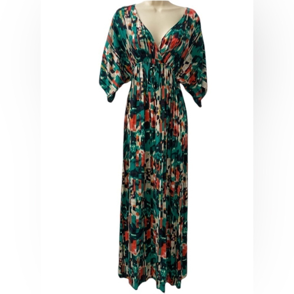 Calvin Klein Womenās Colorful Deep V-Neck Maxi Dress - Size XS
